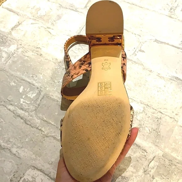 Tory Burch sling back heels Tory Burch Sandals Snake Print Leather gigi heels